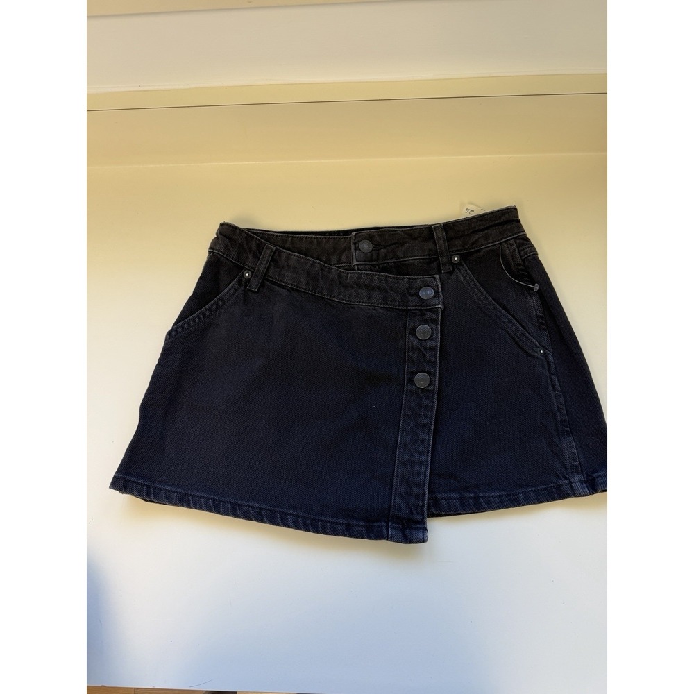 We The Free People Wynne Black Micro Mini Skirt Denim Jeans 26 Festival